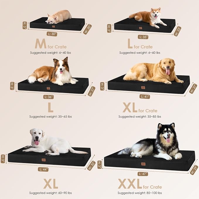 EHEYCIGA Waterproof Dog Bed Orthopedic 35"x23", Memory Foam Pet Bed - Image 3