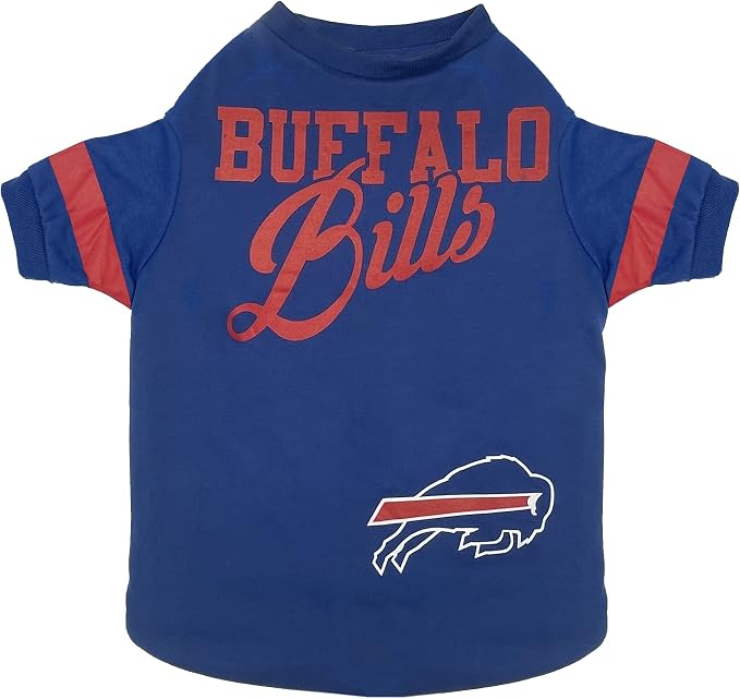 Pets First NFL Buffalo Bills Striped Dog & Cat T-Shirt, Medium. Football Pet by PETSFIRST
