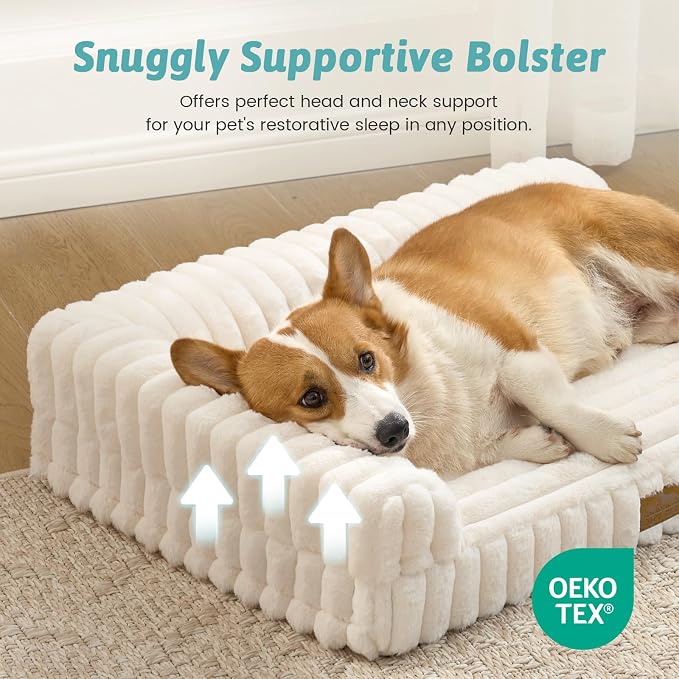 Cute Dog Bed, Faux Rabbit Fur Orthopedic Foam Dog Bed - Image 4