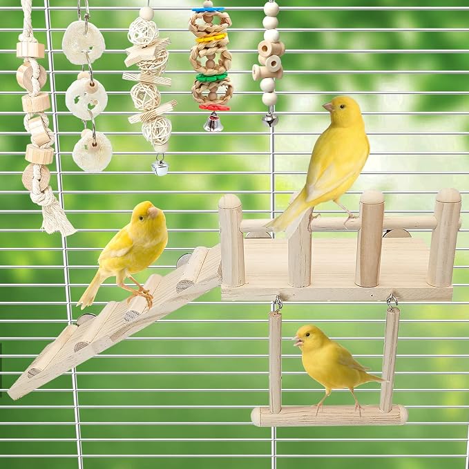 Hamiledyi 13Pcs Parrot Swing Chew Toys Bird Perches Platform - Image 5