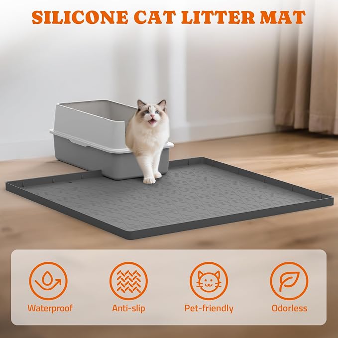 Pawtners Cat Litter Mat, Large 34" x 22" Litter Box Mat, Non-Slip Kitty Litter - Image 2