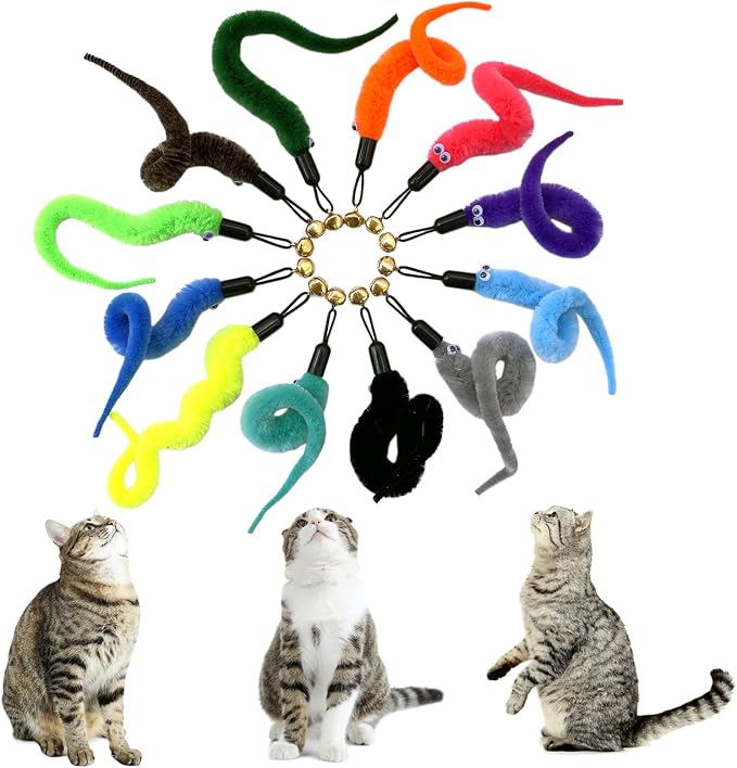 AcceLeah Cat Worm Toy Teaser Wand Replacement, Cat Worms & Dragonfly Refill - Image 3