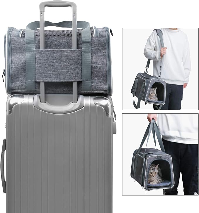 Cat Carrier - Portable Foldable Dog Pet Carrier, Soft-Sided Pet Bag up to 15 Lbs - Image 5