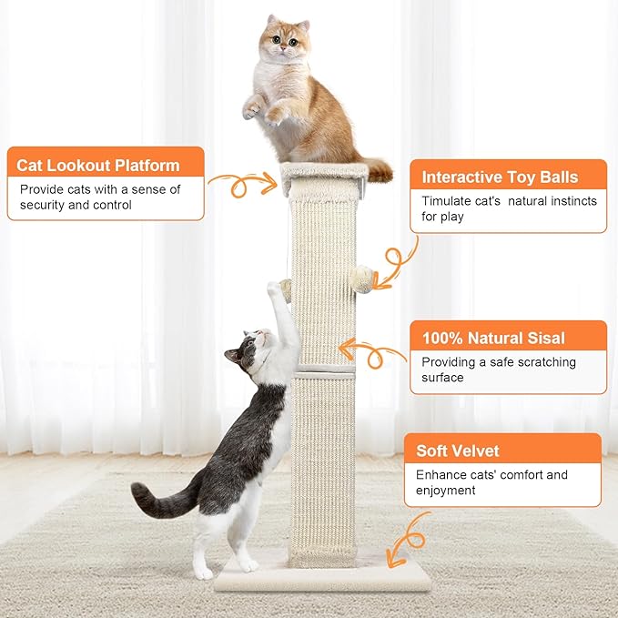 Cat Scratching Post 33 Inch Nature Sisal Cat Scratch Post - Image 4
