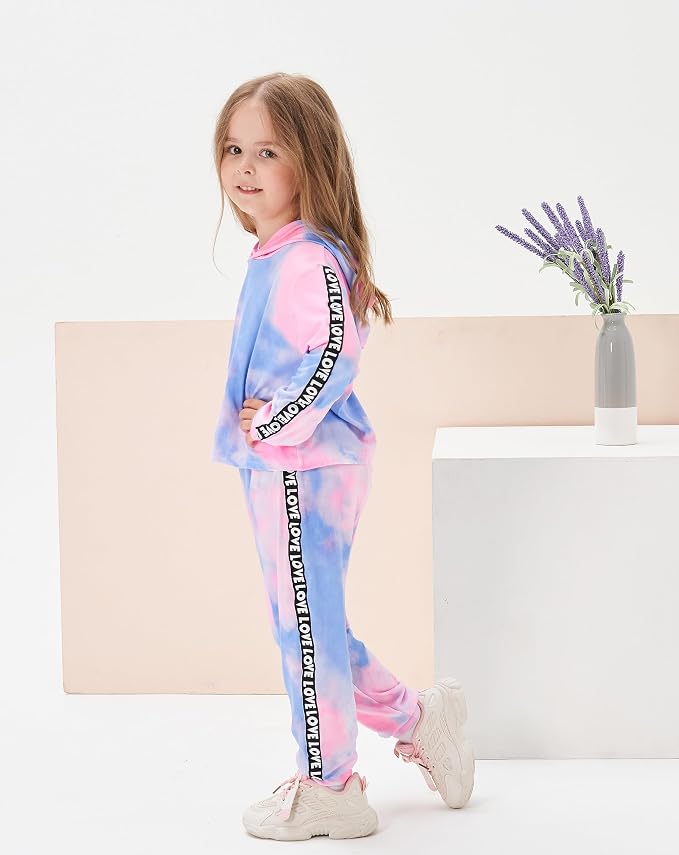 Toddler Baby Girls Clothes Long-sleeve Tie Dye Hoodie Sweatshirt Pants Hooded - Image 7