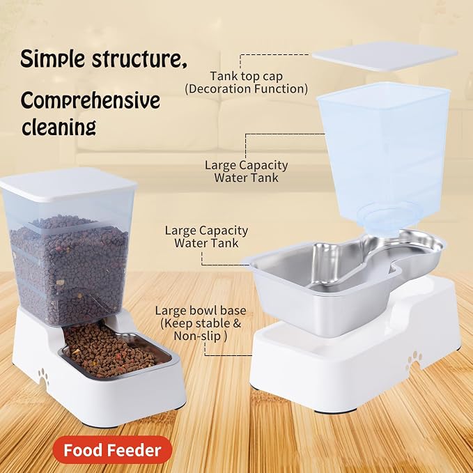 Meikuler Pets Auto Feeder 5.2L, Food Feeder and Water Dispenser Set - Image 3