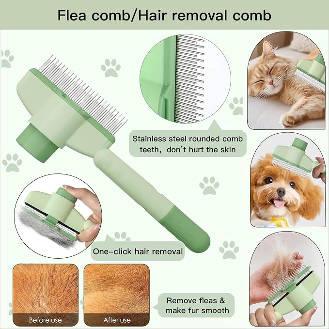Cat&Dog Grooming Kit-6PCS for Cat Flea Comb, Dog Brush For Shedding, Pet Nail - Image 2