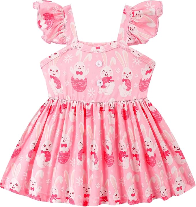 Toddler Baby Girls Summer Clothes Outfits Ruffled Sleeve Dinosaur Shirt Leopard - Image 3