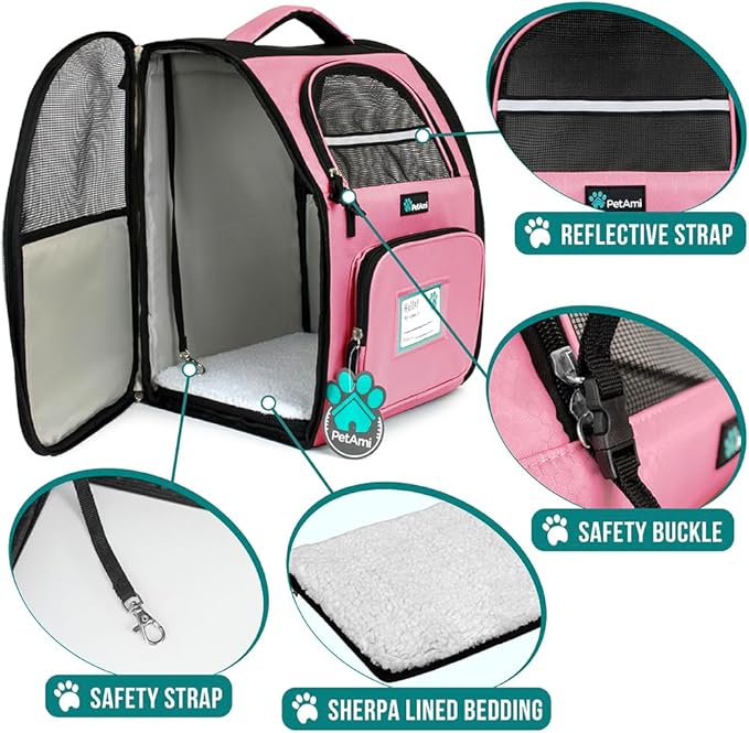 PetAmi Dog Backpack Carrier for Small Large Cat, Ventilated Pet Hiking Backpack - Image 4