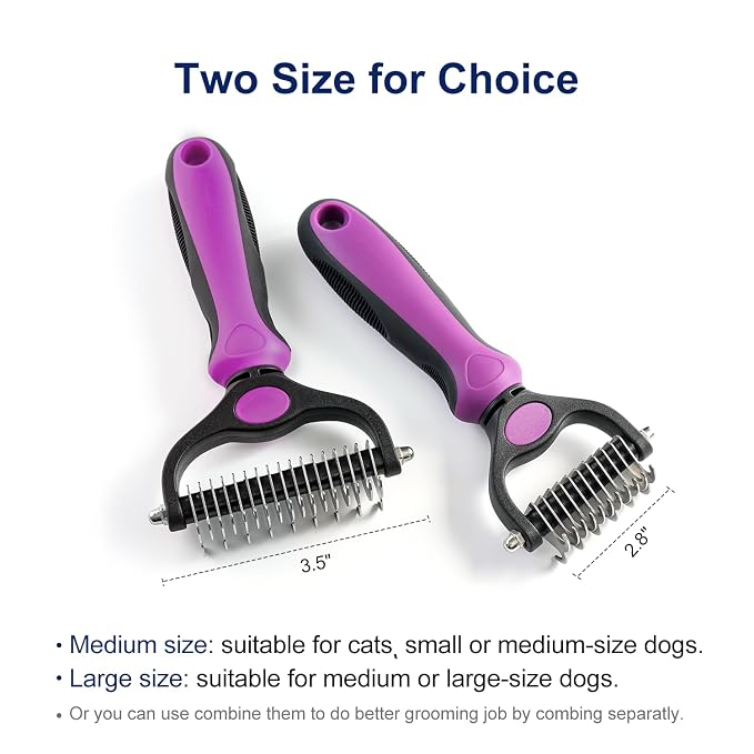 WePet Grooming Rake for Dogs & Cats, Double-Sided Deshedding Brush, Extra-Wide - Image 2