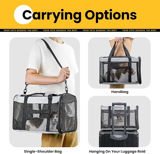 Soft-Sided Cat Carrier for Small-Medium Cats, Puppies up to 15 Lb, Airline - Image 8