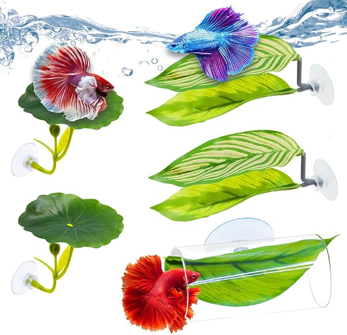 5PCS Betta Hammock & Fish Toys Set, Soft Aquarium Decor Plastic Plants that by BetterAquaSolutions