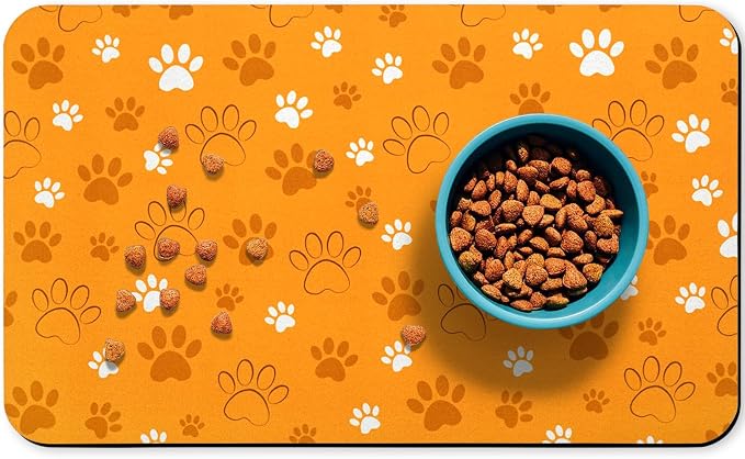 Dog Food Mat, Absorbent Water Bowl Mats Cat Pet Feeding Placemats Orange 24 * by Zoeeya