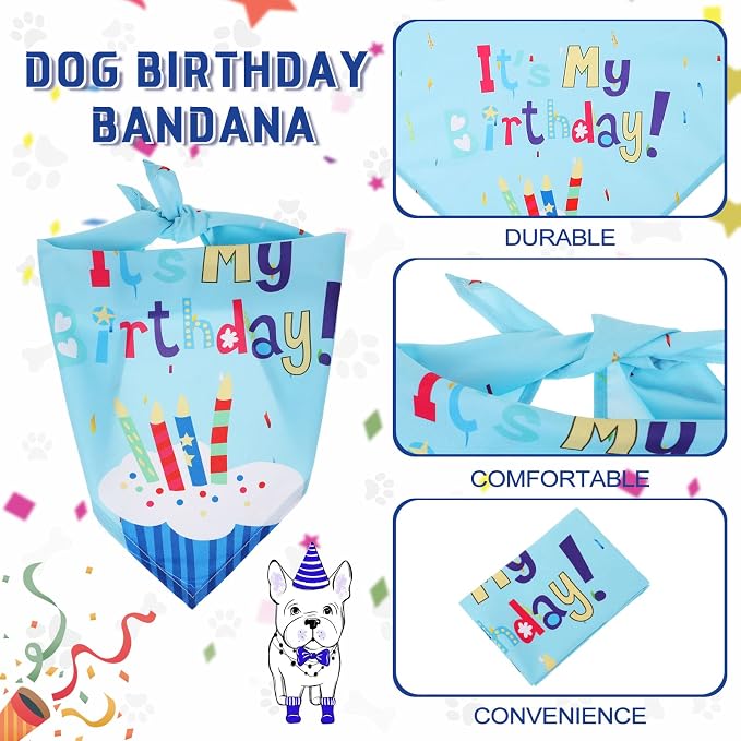 Weewooday Dog Birthday Party Supplies Birthday Boy Girl Cake Bandana Triangle - Image 6