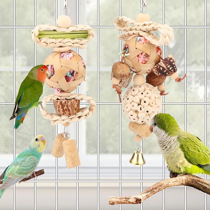 Wontee Bird Toys Colorful Shredding Crinkles Foraging Toys Natural Sola Ball - Image 2