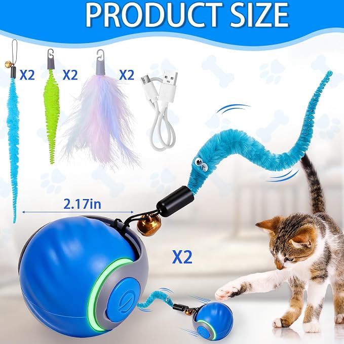 BABORUI 2Pack Blue Interactive Cat Toy Ball - Image 5