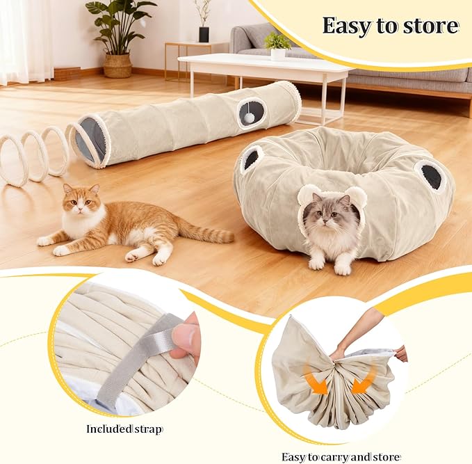 Ownpets 2-in-1 Cat Tunnel, Large Lollipop Shape Cat Tunnel Toy - Image 4