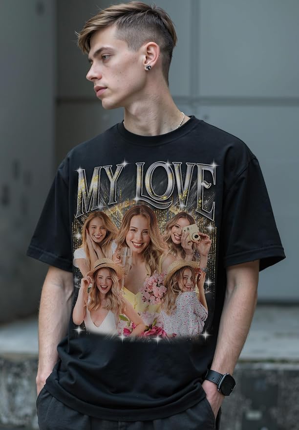 Custom Bootleg Rap Shirt with Photo Text, Vintage Custom Picture Shirt - Image 7