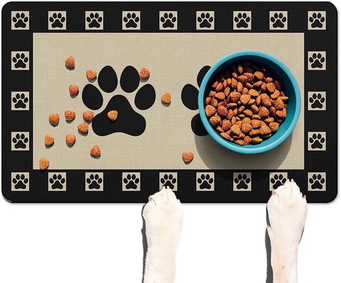 Absorbent Pet Dog Bowl Mat for Food and Water, Pet Cat Food Feeding Mat by Ideasonna