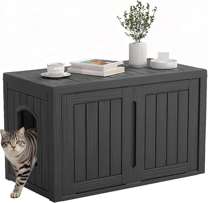 Cat Litter Box Enclosure, Hidden Enclosed Litter Box Furniture by WTFGO