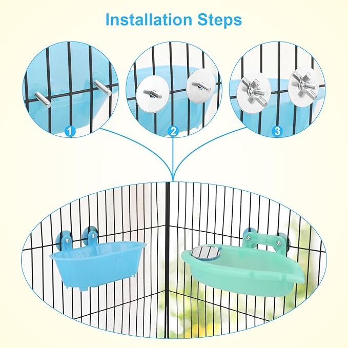 Wontee Bird Bath Box with Mirror Portable Parrot Hanging Bathroom Bathing Tub - Image 6