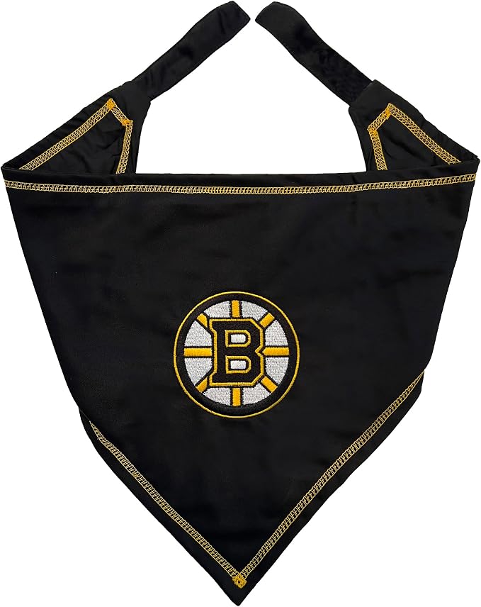 Pets First NHL Boston Bruins TIE Bandana, Size Large/X-Large. Dog Bandana Scarf by PETSFIRST