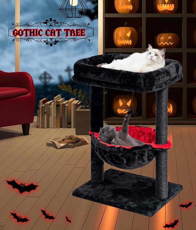 SYANDLVY Gothic Cat Tree with Coffin Bed - Image 4