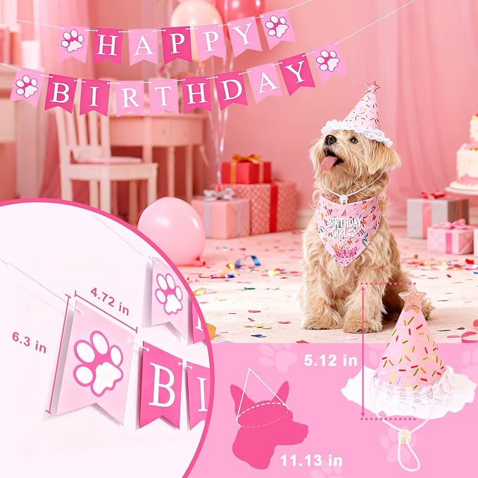 Dog Birthday Party Decorations, Adjustable Dog Bandana Set - Image 3