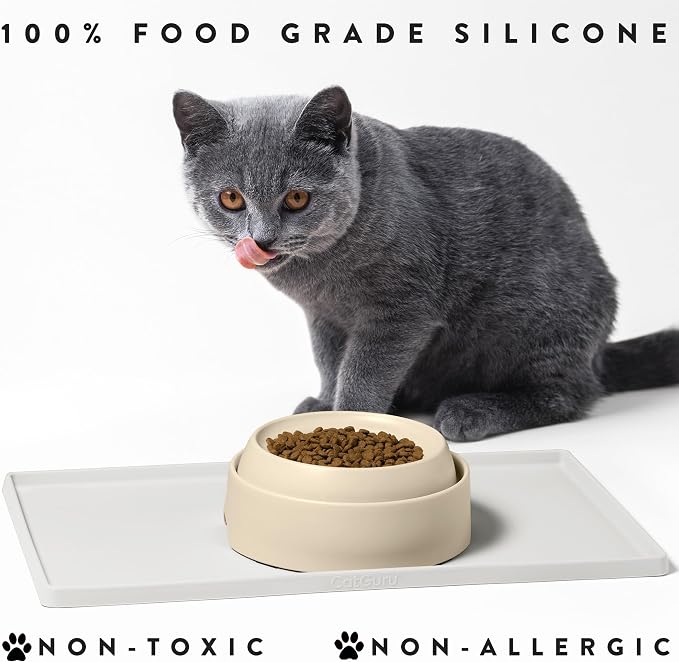 CatGuru Cat Food Mat, Small & Large Pet Feeding Mat, 100% Waterproof Cat - Image 6