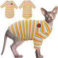 DENTRUN Hairless Cats Shirt Breathable Cat Daily Wear Clothes Stripe Vest by DENTRUN