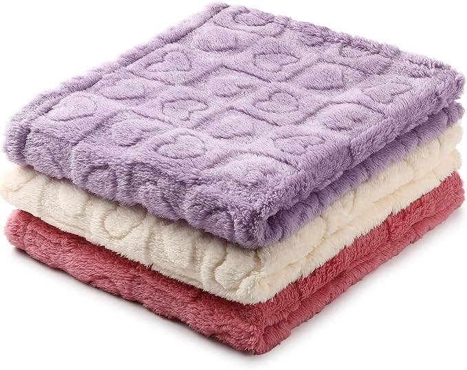 Tegeme 3 Pcs Small Dog Blanket 280 GSM Washable Pet Bed Cover Soft Fluffy Puppy by Tegeme