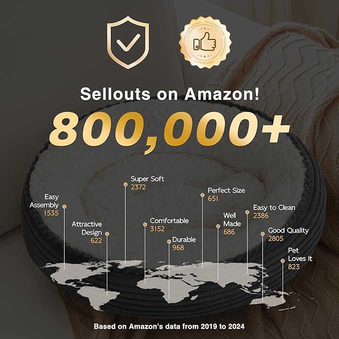 Love's cabin Round Donut Cat and Dog Cushion Bed, 25in Pet Bed - Image 3