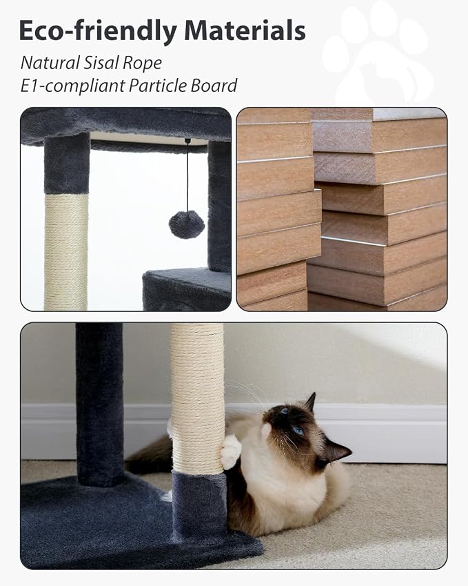 Cat Tree for Large Cats with Metal Plush Big Hammock, 56.3" Cat Tower for - Image 6