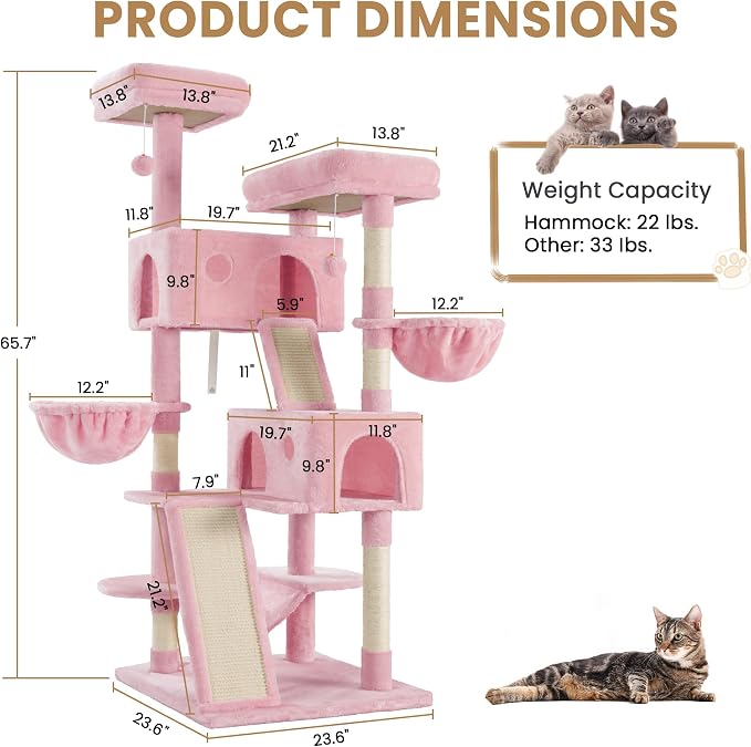 SHA CERLIN 65in Larger Cat Tree Tower Condo - Image 8
