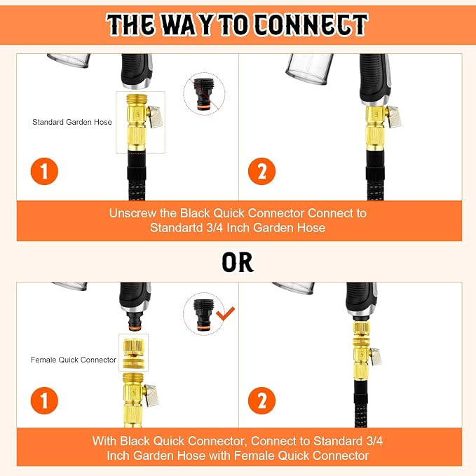 Dog Wash Hose Attachment, High Pressure Garden Water Hose Nozzle 8 Way Foam - Image 7