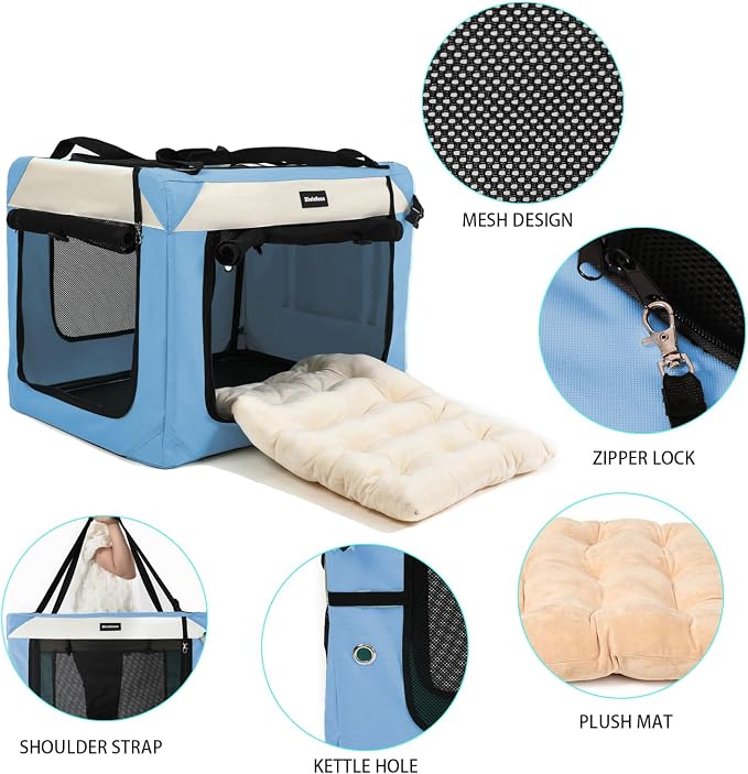 Collapsible Travel Dog Crate Portable Soft-Sided Pet Kennel Extra Large Cat - Image 5