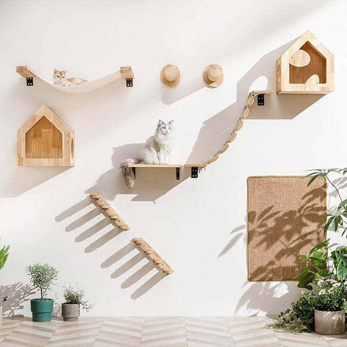 FUKUMARU Cat Wall Furniture, 34 x 13 inch Cats Hammock Shelves, Rubberwood - Image 6