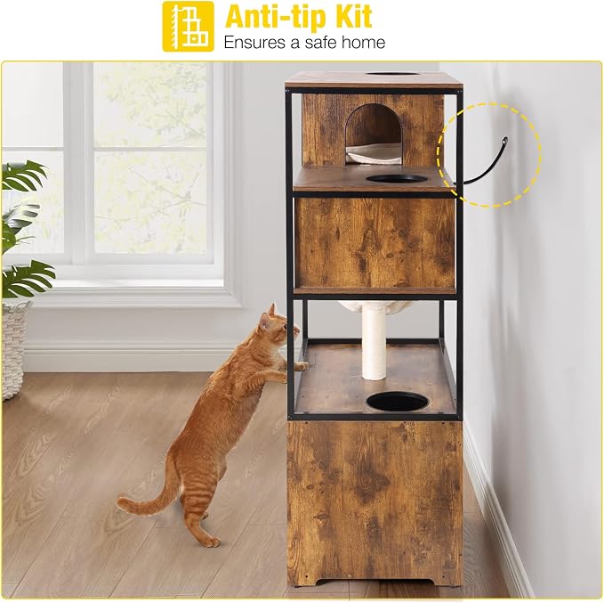 Aivituvin Cat Litter Box Enclosure, Litter Box Furniture Hidden, Wooden Cat - Image 6