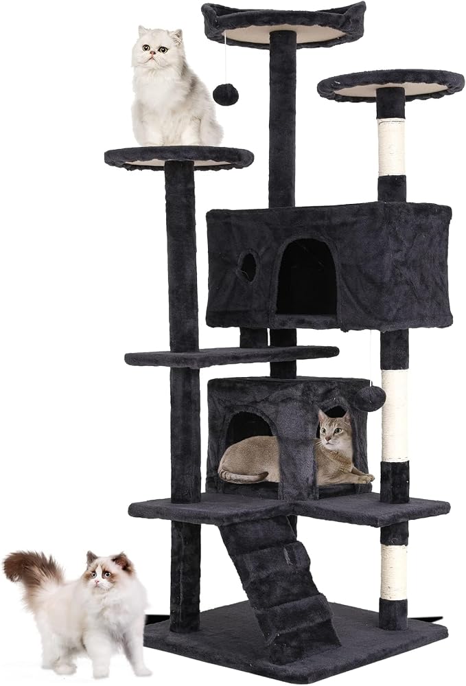 Cat Tree for Indoor Cats, Space Saving Cat Activity Center, Durable Pet Play by GINMAON