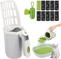 MYPIN Cat Litter Scooper with Holder, Cat Litter Shovel with Waste Can and by MYPIN