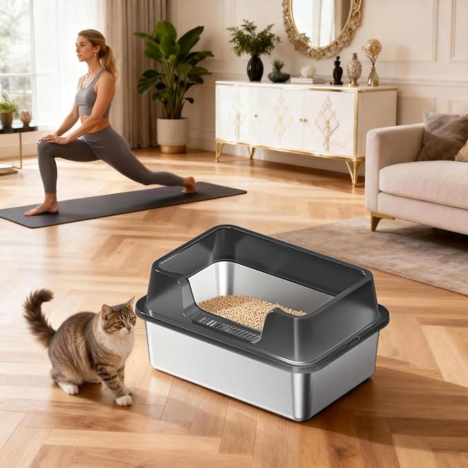 Stainless Steel Litter Box, XL Enclosed Cat Litter Boxes - Image 6