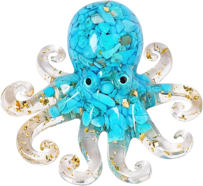Octopus Decor Aquarium Turquoise Decorative Resin Glass by RJINGSHICRYSTAL