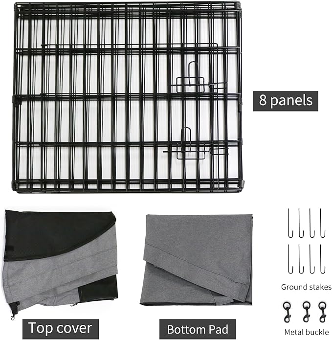 PETIME Foldable Metal Dog Exercise Pen/Pet Puppy Playpen Kennels Yard Fence - Image 5