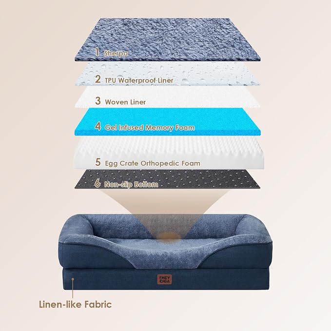 EHEYCIGA Orthopedic XL Dog Bed for Large Sized Dog, Waterproof Liner & Washable - Image 5