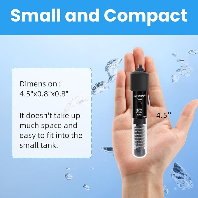 AQUANEAT Aquarium Heater, 50W Small Betta Fish Tank Heater, Mini Preset Water - Image 2