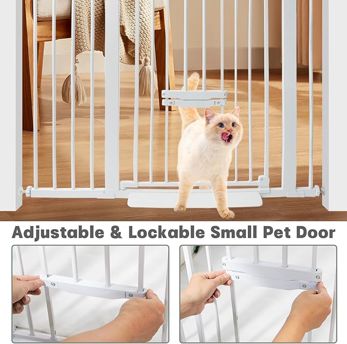 37 Inch Tall Baby Gate with Small Cat Door, Adjustable 29.55" and 46.06" - Image 5
