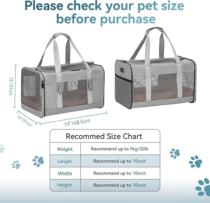 Petsfit Travel Pet Carrier for Large Cats, Soft-Sided Dog Car Travel Carrier - Image 4