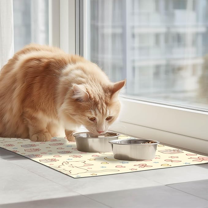 Cute Cat Pet Feeding Mat Adorable Kitten Food Placemat - Image 3