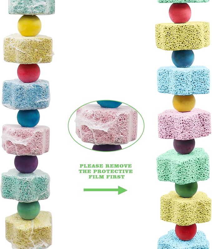2 Pack Bird Chewing Toy, Colorful Parrot Beak Grinding Calcium Stone - Image 5