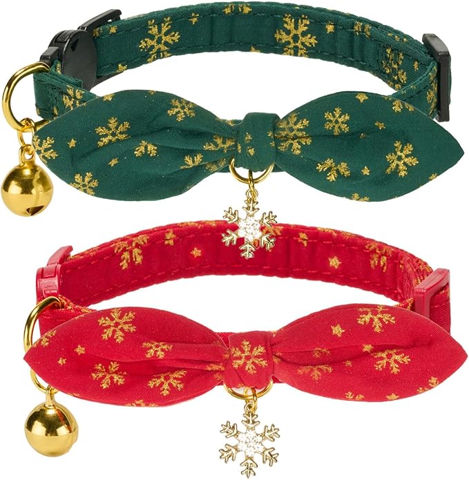 Bunny Ear Christmas Bowtie Cat Collar by YUDOTE